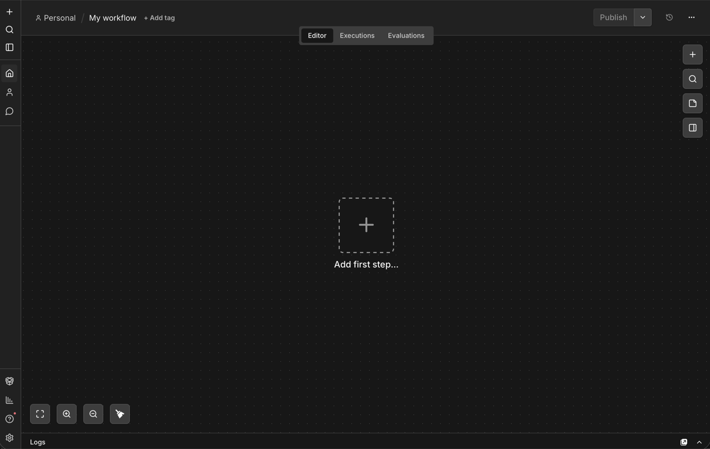 Пустой workflow в n8n
